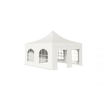 Pavilion Pliabil Professional Aluminiu 50 mm, cu ferestre, PVC 620 gr /m², alb, ignifug, 5x5 m - Corturi24