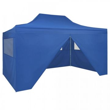 Cort pliabil pop up cu 4 pereți laterali, albastru , 3 x 4,5 m
