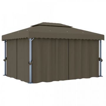 Pavilion cu perdea, gri taupe, 4x3 m, aluminiu