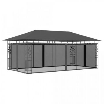 Pavilion cu plasă anti-țânțari, antracit, 6 x 3 x 2,73 m