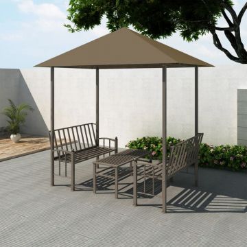 Pavilion grădină masă/bănci, gri taupe, 2,5x1,5x2,4 m, 180 g/m²