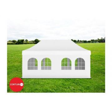 Pavilion Pliabil Professional Aluminiu 50 mm, cu 8 ferestre, PVC 620 gr /m², alb, ignifug, 3x6 m - Corturi24