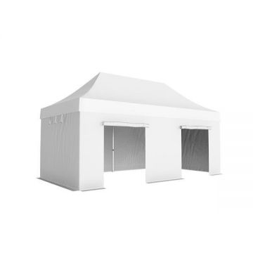 Pavilion Pliabil Professional Aluminiu 50 mm, fara ferestre, PVC 620 gr /m², alb, ignifug, 3x6 m - Corturi24