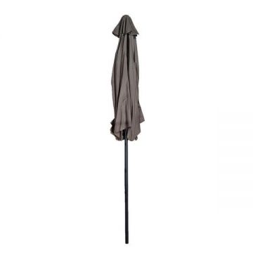 Umbrela de gradina cu manivela si inclinare, stalp aluminiu, 270 cm, Taupe