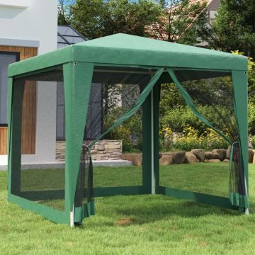 vidaXL Cort de petrecere cu 4 pereți din plasă, verde, 2,5x2,5 m, HDPE