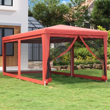 vidaXL Cort de petrecere cu 6 pereți din plasă, roșu, 3x6 m, HDPE
