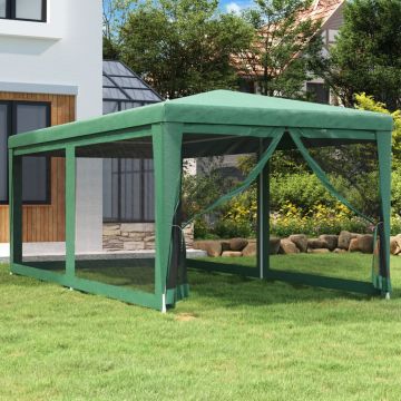 vidaXL Cort de petrecere cu 6 pereți din plasă, verde, 3x3 m, HDPE
