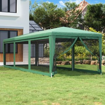 vidaXL Cort de petrecere cu 8 pereți din plasă, verde, 3x9 m, HDPE