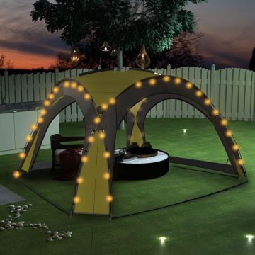 vidaXL Cort petrecere cu LED & 4 pereți laterali, verde, 3,6x3,6x2,3 m