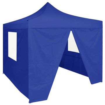 vidaXL Cort de petrecere pliabil cu 4 pereți, albastru, 2 x 2 m, oțel