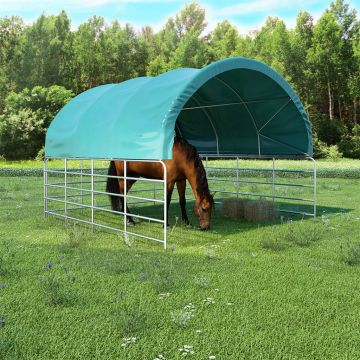 vidaXL Cort pentru animale, verde, 3,7x3,7 m, PVC