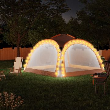 vidaXL Cort petrecere cu LED, 4 pereți, gri&portocaliu, 3,6x3,6x2,3 m