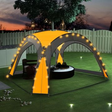 vidaXL Cort petrecere cu LED, 4 pereți laterali, galben, 3,6x3,6x2,3 m