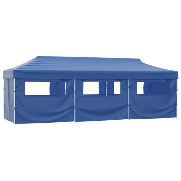 vidaXL Cort petrecere pliabil cu 8 pereți laterali, albastru, 3 x 9 m