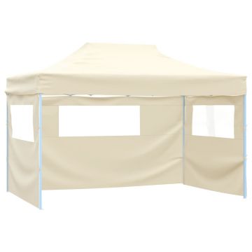 vidaXL Cort pliabil cu 3 pereți, 3 x 4,5 m, crem