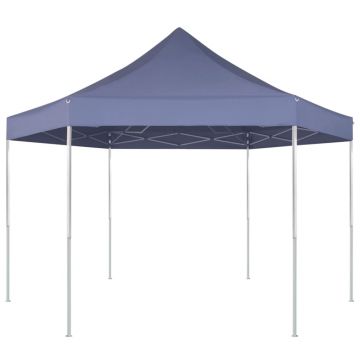 vidaXL Marchiză pliabilă hexagonală, albastru închis, 3,6 x 3,1 m