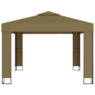 vidaXL Pavilion cu acoperiș dublu, gri taupe, 3 x 3 x 2,7 m, 180 g/m²