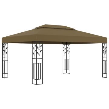 vidaXL Pavilion cu acoperiș dublu, gri taupe, 3 x 4 m, 180 g/m²