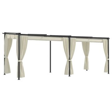 vidaXL Pavilion cu draperii, crem, 3 x 6 m, oțel
