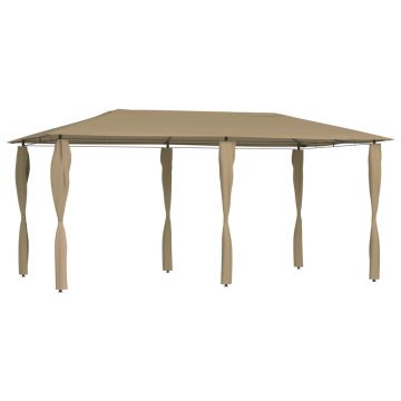 vidaXL Pavilion cu huse pentru stâlpi, gri taupe, 3x6x2,6 m, 160 g/m²