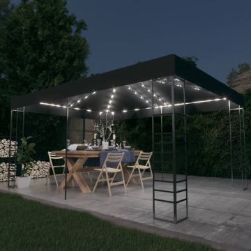 vidaXL Pavilion cu șir de lumini LED, antracit, 3x4 m