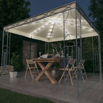 vidaXL Pavilion cu șir de lumini LED, crem, 300x300 cm