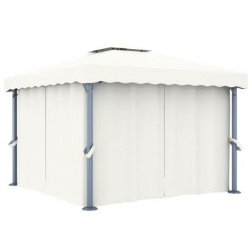 vidaXL Pavilion cu perdea, alb crem, 3 x 3 m, aluminiu