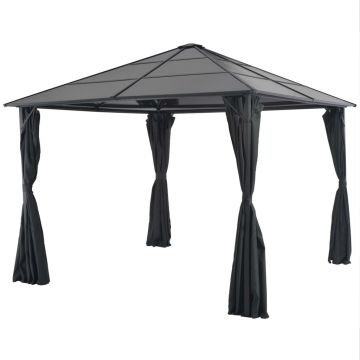 vidaXL Pavilion cu perdea, negru, 3 x 3 m, aluminiu
