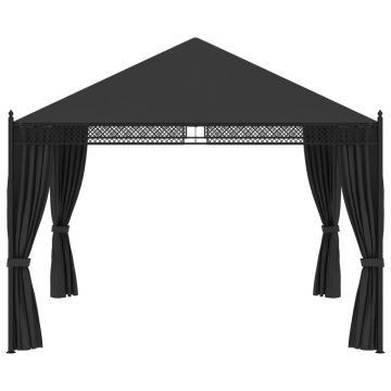 vidaXL Pavilion cu perdele, antracit, 3,5 x 3,5 x 3,1 m