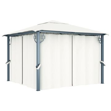 vidaXL Pavilion cu perdele, crem, 300 x 300 cm, aluminiu