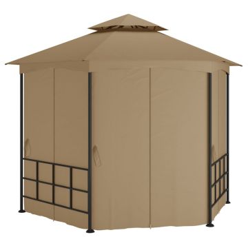 vidaXL Pavilion cu pereți laterali, gri taupe, 3,1x2,7 m