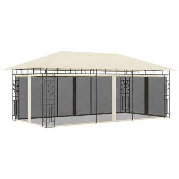 vidaXL Pavilion cu plasă anti-țânțari, crem, 6 x 3 x 2,73 m