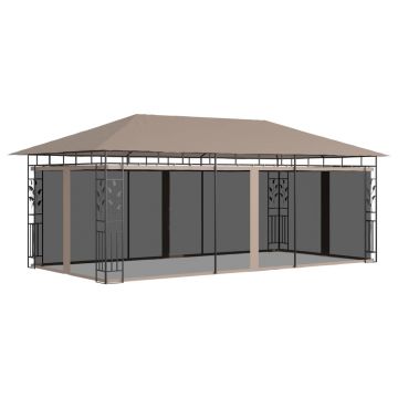 vidaXL Pavilion cu plasă anti-țânțari, gri taupe, 6x3x2,73 m, 180 g/m²