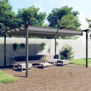 vidaXL Pavilion de grădină, acoperiș retractabil, antracit, 4x3 m
