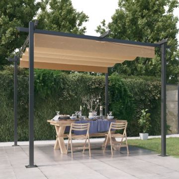 vidaXL Pavilion de grădină, acoperiș retractabil, gri taupe, 3x3 m