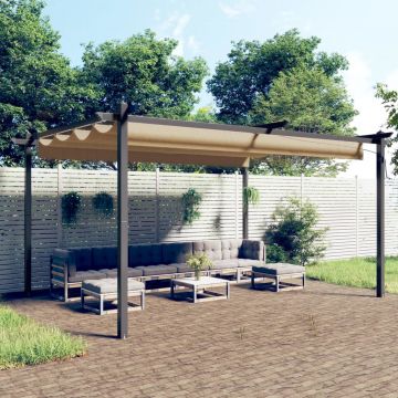 vidaXL Pavilion de grădină, acoperiș retractabil, gri taupe, 4x3 m