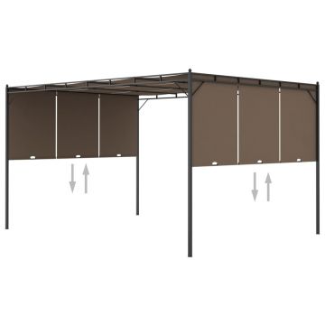 vidaXL Pavilion de grădină cu perdea laterală, gri taupe, 4x3x2,25 m