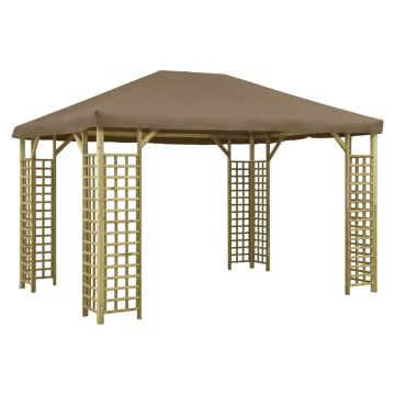 vidaXL Pavilion, gri taupe, 4 x 3 m (310033+46623)