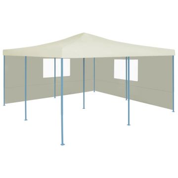 vidaXL Pavilion pliabil cu 2 pereți laterali, crem, 5 x 5 m