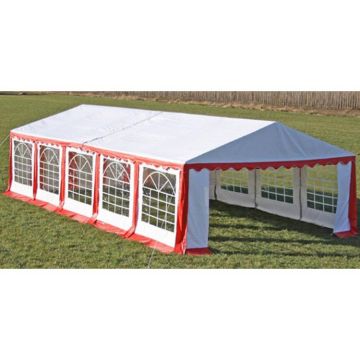 Copertina + pereti laterali pavilion petrecere 10 x 5 m, Rosu/ Alb