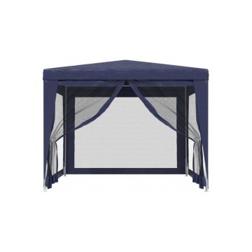 Cort de petrecere cu 4 pereti din plasa, albastru, 3x3 m, HDPE Cort de petrecere cu 4 pereti din plasa, albastru, 3x3 m, HDPE
