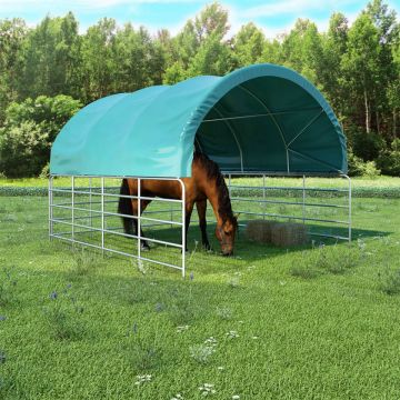 Cort pentru animale, verde, 3,7x3,7 m, PVC