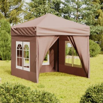Cort pliabil pentru petrecere, pereți laterali, taupe, 2x2 m