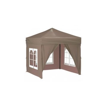 Cort pliabil pentru petrecere, pereti laterali, taupe, 2x2 m