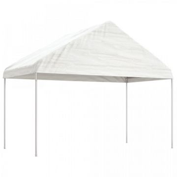Foișor cu acoperiș, alb, 11,15x4,08x3,22 m, polietilenă