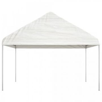 Foișor cu acoperiș, alb, 4,08x2,23x3,22 m, polietilenă