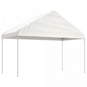 Foișor cu acoperiș, alb, 8,92x4,08x3,22 m, polietilenă