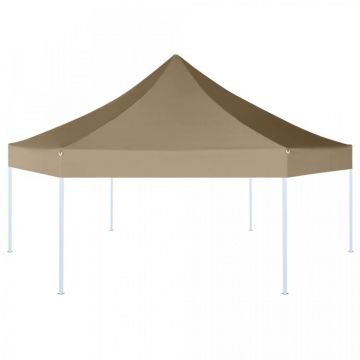 Foișor pliabil hexagonal pop-up gri taupe 3,6x3,1 m 220g/m²