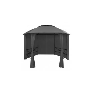 Marchiza pavilion de gradina cu perdele, 360x265 cm, hexagonal