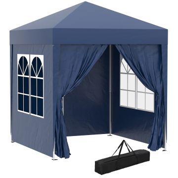 Outsunny Foisor Pliabil 2x2 m con 4 Pereti Detasabili, Foisor de Gradina cu Sac pentru Transport din Poliester si Otel, Albastru | AOSOM RO